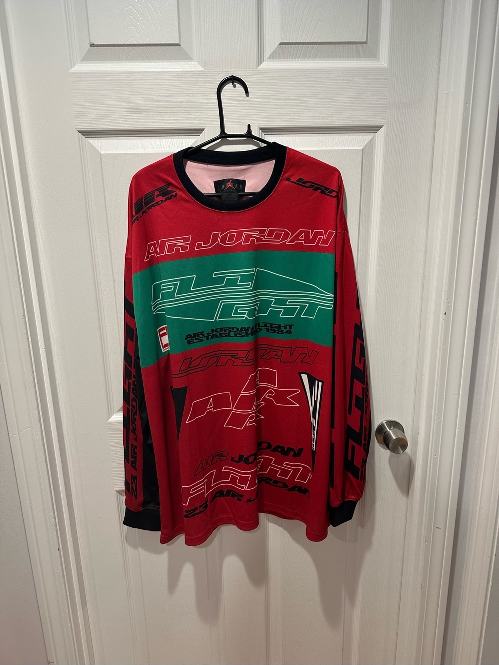 NWT Nike Air Jordan Flight MVP Moto Jersey Shirt Mens XL Red Green FV7239-687